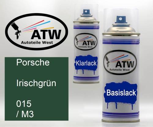 Porsche, Irischgrün, 015 / M3: 400ml Sprühdose + 400ml Klarlack - Set, von ATW Autoteile West.